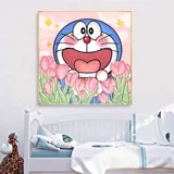 Doraemon Tulip Cross Emelcodery 2023 Новая вышитая линия гостиная маленькая мультфильм мультфильм простой начинающий маленький кусок