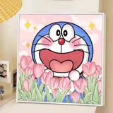 Doraemon Tulip Cross Emelcodery 2023 Новая вышитая линия гостиная маленькая мультфильм мультфильм простой начинающий маленький кусок