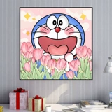 Doraemon Tulip Cross Emelcodery 2023 Новая вышитая линия гостиная маленькая мультфильм мультфильм простой начинающий маленький кусок