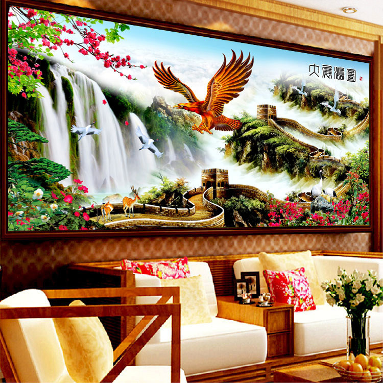 Big show grand plan cross stitch 2021 new thread embroidery living room eagle great wall landscape painting own embroidery handmade
