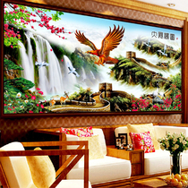 Great Exhibition Hongtu Cross-stitch 2021 New thread embroidery living room Eagle Wanli Great Wall Landscape Painting Embroidered Handmade