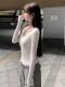 V-Neck American Style Spicy Girl Ribbed Knit Base Shirt for Women, Super Stylish and High-End Korean Style Tight-Fitting Inner Top for Autumn and Winter
