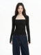 Sexy Style Spicy Girl Square Neck Long-Sleeve T-Shirt for Women, Spring and Autumn 2026 New Slim Fit Body-Hugging Base Shirt Inner Top