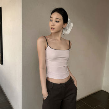 Pure Desire Style Contrasting Lace Camisole for Women 2025 Summer New Sexy Backless Hot Girl Inner Wear Outerwear Top