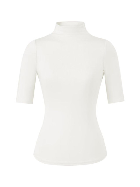 American Retro High-Neck Stylish Mid-Sleeve T-Shirt for Women, Early Spring 2026 New Style, Stretchy Slim-Fit Base Layer Top