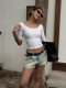 Tight-Fitting Hot Girl U-Neck Collarbone-Exposing Mid-Sleeve T-Shirt for Women, Summer 2025 New Popular Sexy Short Inner Top