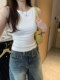 Beautiful and Stylish Off-The-Shoulder Sleeveless Tank Top for Women, Summer 2025 New Style, Trendy and Slimming Short T-Shirt for Outerwear