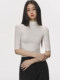 Half-High Collar, Mid-Sleeve, Tight-Fitting T-Shirt for Women, Spring and Autumn 2026 New Style, Slimming Half-Sleeve, Slim-Fit Five-Quarter Sleeve Top