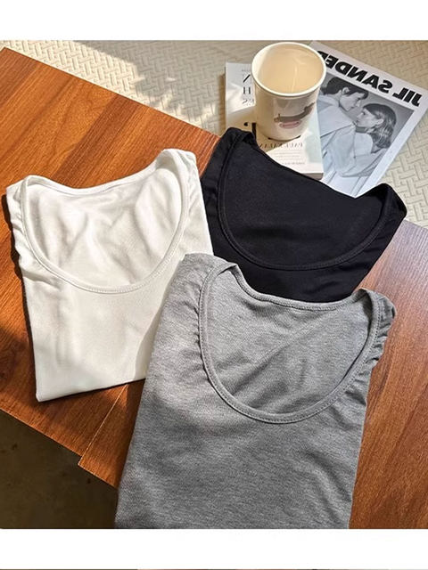 Korean Style U-Neck Short Cropped T-Shirt for Women, Summer 2025 New Model, High Elasticity, Soft, Slim-Fitting, Figure-Flattering, Versatile Top