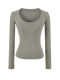 Trendy U-Neck Long-Sleeve T-Shirt for Women, Early Spring 2026 New Style, Can Be Worn Outside, Slim Fit, Versatile Base Shirt Top