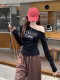 Purely Sexy Style Spicy Girl Sexy One-Shoulder Long-Sleeve Top for Women, Autumn Unique Niche Design Slimming Off-Shoulder Base T-Shirt