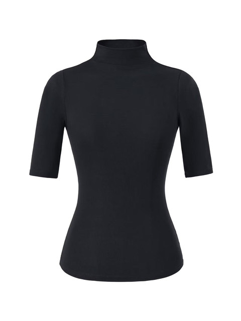 American Retro High-Neck Stylish Mid-Sleeve T-Shirt for Women, Early Spring 2026 New Style, Stretchy Slim-Fit Base Layer Top