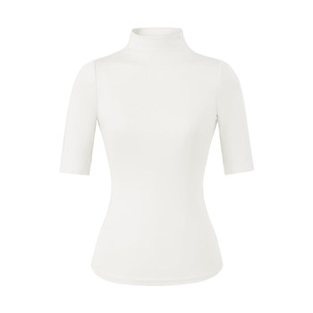 American Retro High-Neck Stylish Mid-Sleeve T-Shirt for Women, Early Spring 2026 New Style, Stretchy Slim-Fit Base Layer Top