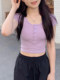 Light Purple Spicy Girl Short-Sleeved U-Neck T-Shirt for Women, Summer 2025 New Style, Unique Button Design, Slimming and Tight-Fitting Short Top