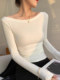 Super Stylish Off-Shoulder T-Shirt Top for Women, Autumn and Winter Design, Slim Fit, Long-Sleeved, Inner Layer, Off-Shoulder Base Shirt