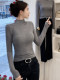 Gray Half-Turtleneck Long-Sleeve Inner Top for Women, Perfect for Autumn and Winter, Extremely Beautiful and Flattering, Slim-Fit Base Layer T-Shirt