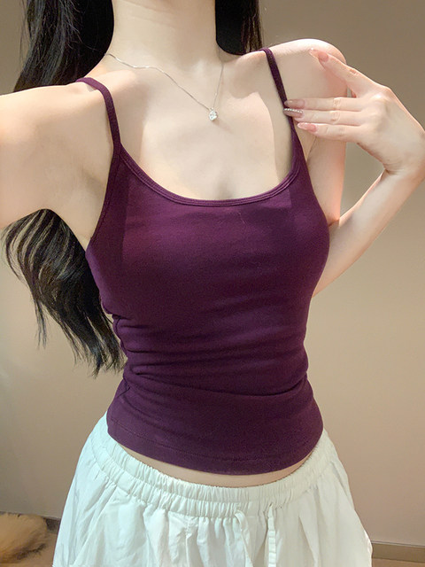 Pure Desire Style Camisole with Chest Pads for Women, Summer Slim Fit Inner Wear, Sleeveless Outer Wear, Bowknot Backless Top