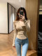 Super Stylish V-Neck Long-Sleeve T-Shirt for Women, Autumn and Winter Slim-Fit Base Layer, Flattering and Versatile Top