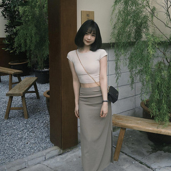 American-Style Cool and Spicy Short Tight-Fitting T-Shirt for Women, Spring and Summer Spicy Girl Style, Petite High-Waisted Sexy Slim-Fit Waist-Cinching Short-Sleeve Top