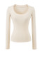 Trendy U-Neck Long-Sleeve T-Shirt for Women, Early Spring 2026 New Style, Can Be Worn Outside, Slim Fit, Versatile Base Shirt Top