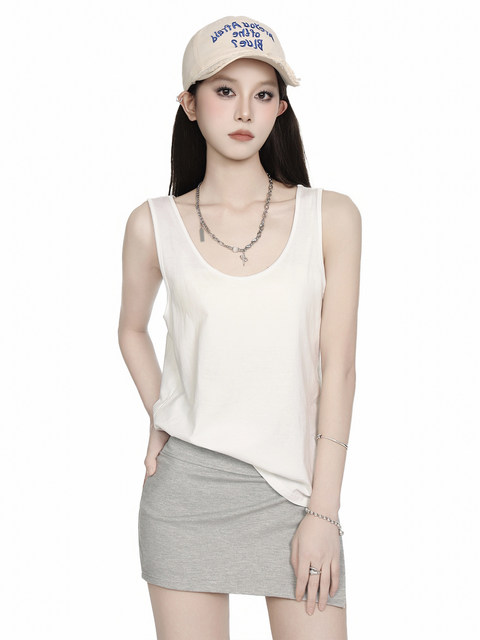 American Style Spicy Girl Lazy Style White Tank Top for Women 2025 Summer New Outerwear Loose Camisole Sleeveless Top