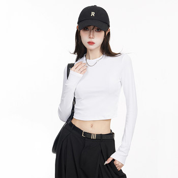 American-Style Hot Girl Stunning Long-Sleeve Base Layer Top for Women, Perfect for Layering in Autumn and Winter, Stylish and Slim-Fitting, Thin Fleece T-Shirt for Inner Wear