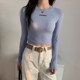 Trendy Slim-Fit Long-Sleeve T-Shirt for Women, New Autumn and Winter Design, Unique High-Waisted Short Base Shirt Top for Women