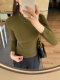 American-Style Spicy Girl Half-High Collar Long-Sleeve T-Shirt for Women, Autumn and Winter Design, Niche Tight-Fitting Inner Layer, Three-Quarter Sleeve Top