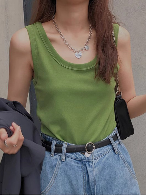 Basic Solid Color U-Neck Sleeveless Camisole for Women, Summer Simple Casual Versatile Slimming Base Top