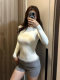 Hot Girl Sexy Tight-Fitting Round-Neck Long-Sleeved T-Shirt for Women in Autumn and Winter, Warm and Thin Velvet, Slimming and Stretchy Inner Layering Top
