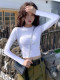 Cool and Spicy Style Short Crop Top for Women, Autumn and Winter Slim-Fit Base Shirt That Accentuates the Figure, Stunning and Slimming Inner T-Shirt Top