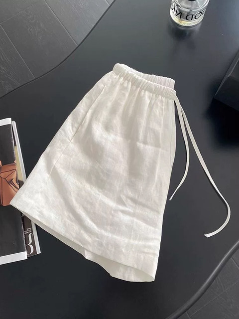 Tencel Linen Shorts for Women, Summer 2025 New Style, Petite, Loose, Slimming, Elastic Waist, A-Line Casual Wide-Leg Pants