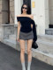 One-Shoulder Slanted Neckline T-Shirt for Women, Summer Style, Sexy and Trendy, Stylish and Age-Reducing, Strapless Tie-Up Off-Shoulder Top