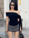 One-Shoulder Slanted Neckline T-Shirt for Women, Summer Style, Sexy and Trendy, Stylish and Age-Reducing, Strapless Tie-Up Off-Shoulder Top