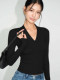 Solid Color V-Neck Long-Sleeve Base Shirt for Women, New Spring and Autumn Style, High-End, Slim-Fitting, Elegant, Versatile T-Shirt Top