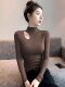 Half Turtleneck Long-Sleeved Bottoming Shirt for Women in Autumn and Winter New Style Threaded High-Bottom Cut Out Slim Fit Inner T-Shirt Top