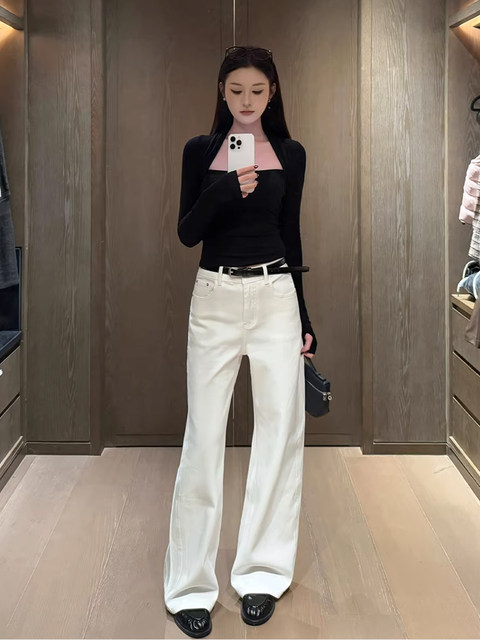 American-Style Spicy Girl Square-Neck Base Shirt for Women, 2026 New Spring Slim-Fit Black Long-Sleeve T-Shirt