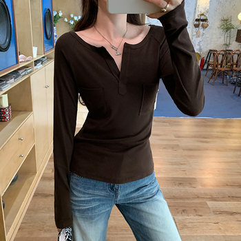 Pure Desire Style Hot Girl Long Sleeve T-Shirt for Women, Autumn/Winter 2025 New Design Slim Fit Base Layer Top