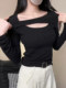 American-Style Spicy Girl Hollow-Out Long-Sleeve T-Shirt for Women, New Spring and Autumn Design, Hollow-Out Slim-Fit Inner Layer Top