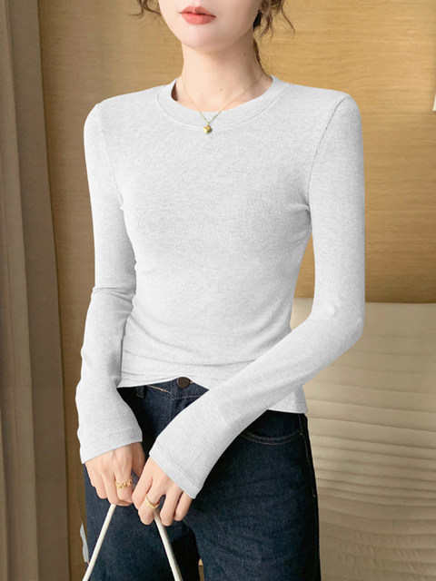 American-Style Tight-Fitting Long-Sleeved Round-Neck T-Shirt for Women, Autumn and Winter 2025 New Style, French-Style Slim-Fitting Top, Inner Layering Shirt