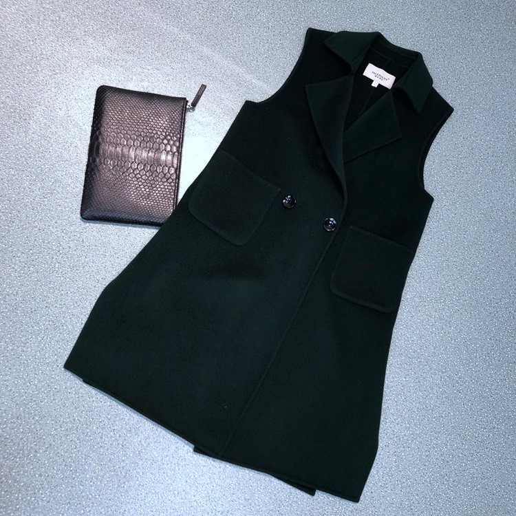 Trang phục mùa thu mới 2018 áo khoác cashmere hai mặt nữ vest không tay rộng rãi áo len kích thước lớn 6.332 áo khoác bomber nữ