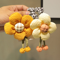 Autumn and winter 2021 new childrens large intestine Hairband big flower girl ponytail hair rope little girl ball head holster