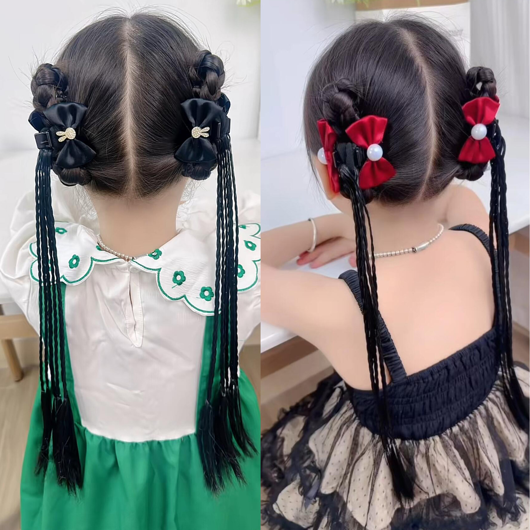 新しい子供用スターウィッグ三つ編みクリップ女の子用ハイポニーテールフリーヘア小さな女の子用甘くてクールなボクシング三つ編みヘアアクセサリー