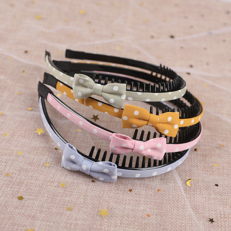 Summer Korean version of the children's headband wave point broken hair non-slip bow Korean baby headband with teeth girls headwear