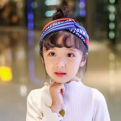 Korean children's hair band girl Red Cross headdress baby Princess wild personality letter parent-child girl hair accessories