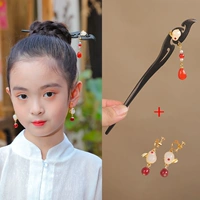 Комбинация [1 новый китайский нефритовый кролик, висящий красные бусины + 1 Пара коротких зажимов для ушей - нефритовый кролик подвесной жемчуг]