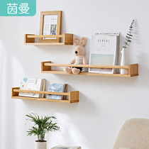 Inman oak solid wood wall shelf Wall book and magazine rack Newspaper storage rack Picture book data rack Bookshelf