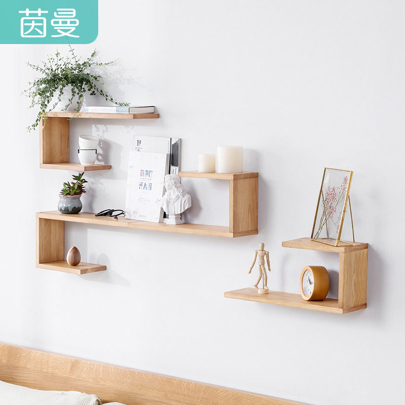 Inman home Solid wood wall shelf Partition shelf Living room decoration creative wall hanging ultra-narrow shelf