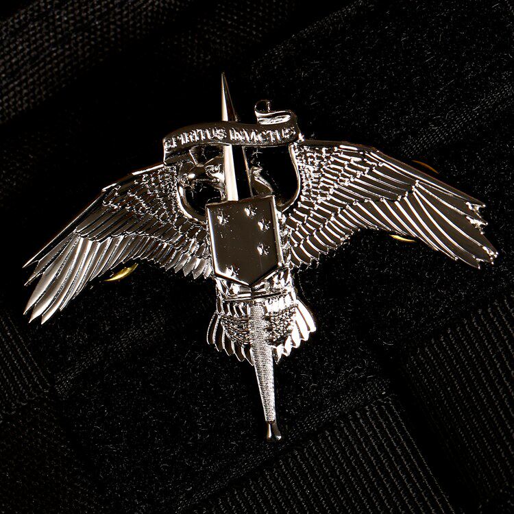 Bright silver USMC U.S. Marine Corps Skill Cap MARSOC Badge Military Fan Metal Badge Cap Emblem