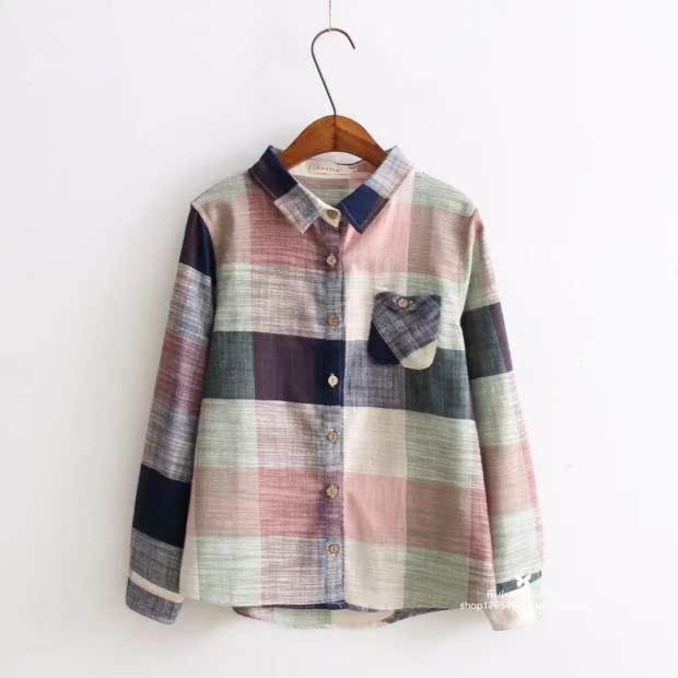 Mùa xuân và hè 2018 phiên bản mới của Hàn Quốc với kích thước lớn rộng rãi cotton và áo sơ mi kẻ sọc nữ dài tay hoang dã mỏng chạm đáy áo thủy triều ao so mi dep
